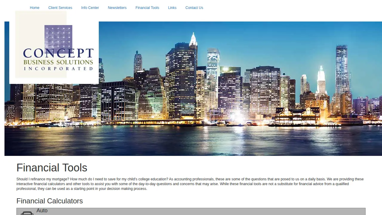 Concept Business Solutions page