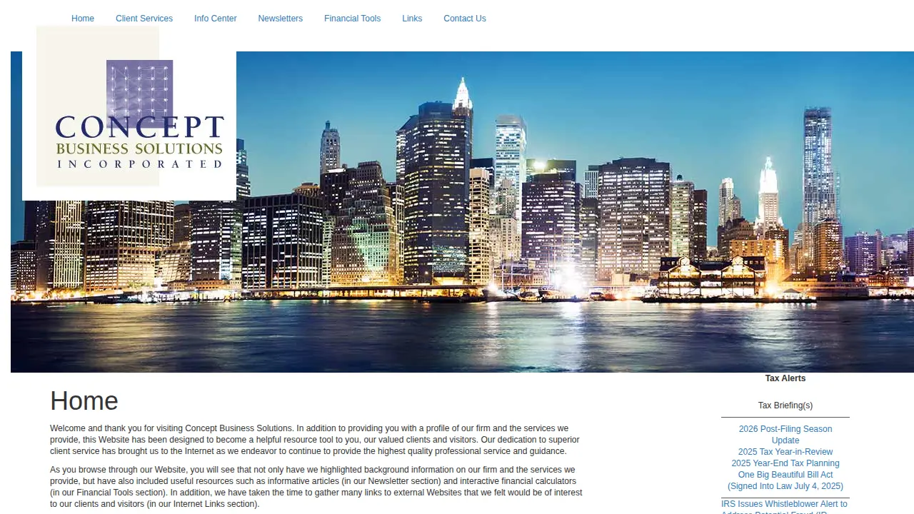 Concept Business Solutions page