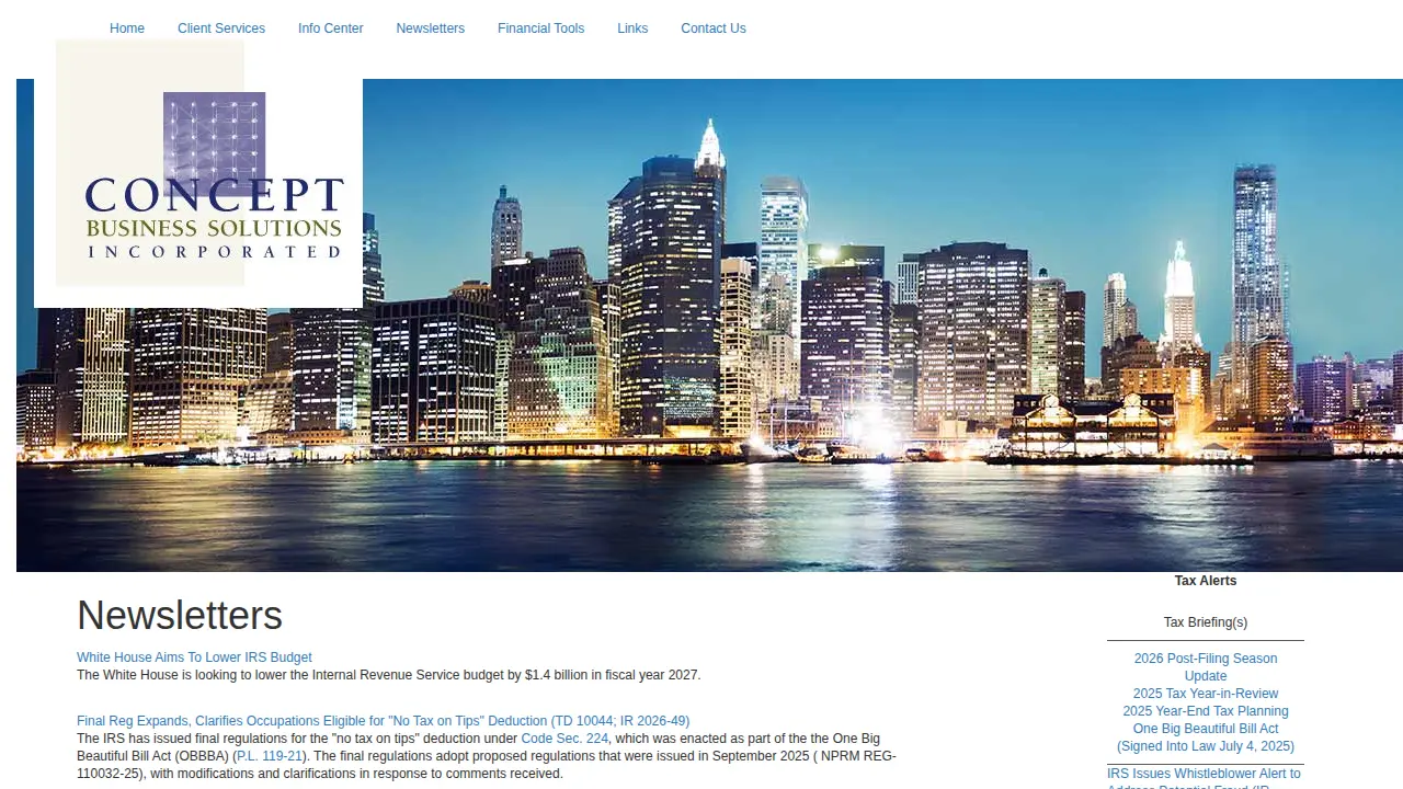 Concept Business Solutions page