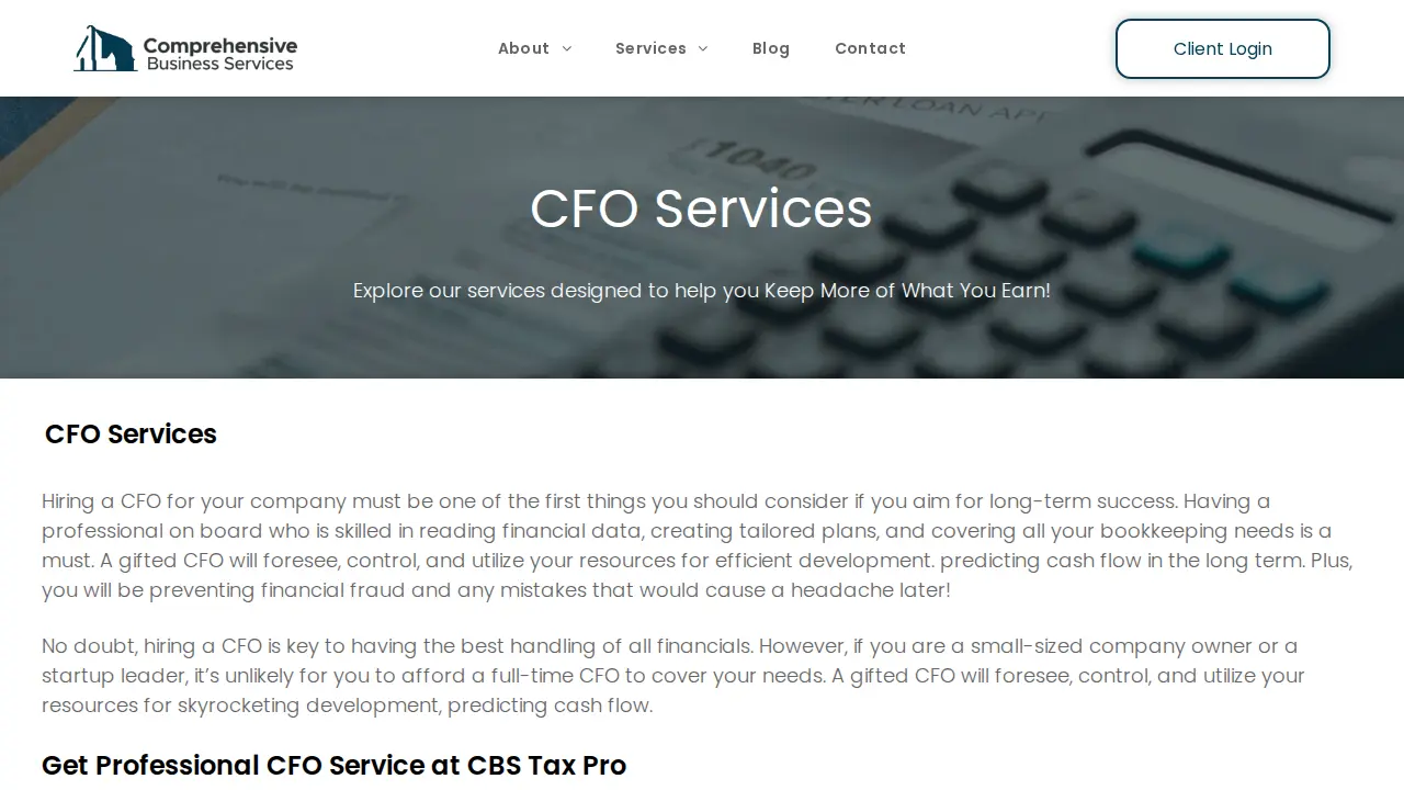 Comprehensive Business Services page