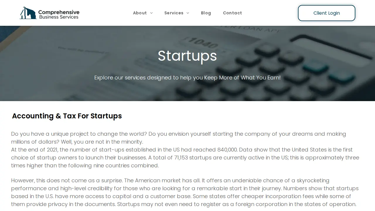 Comprehensive Business Services page