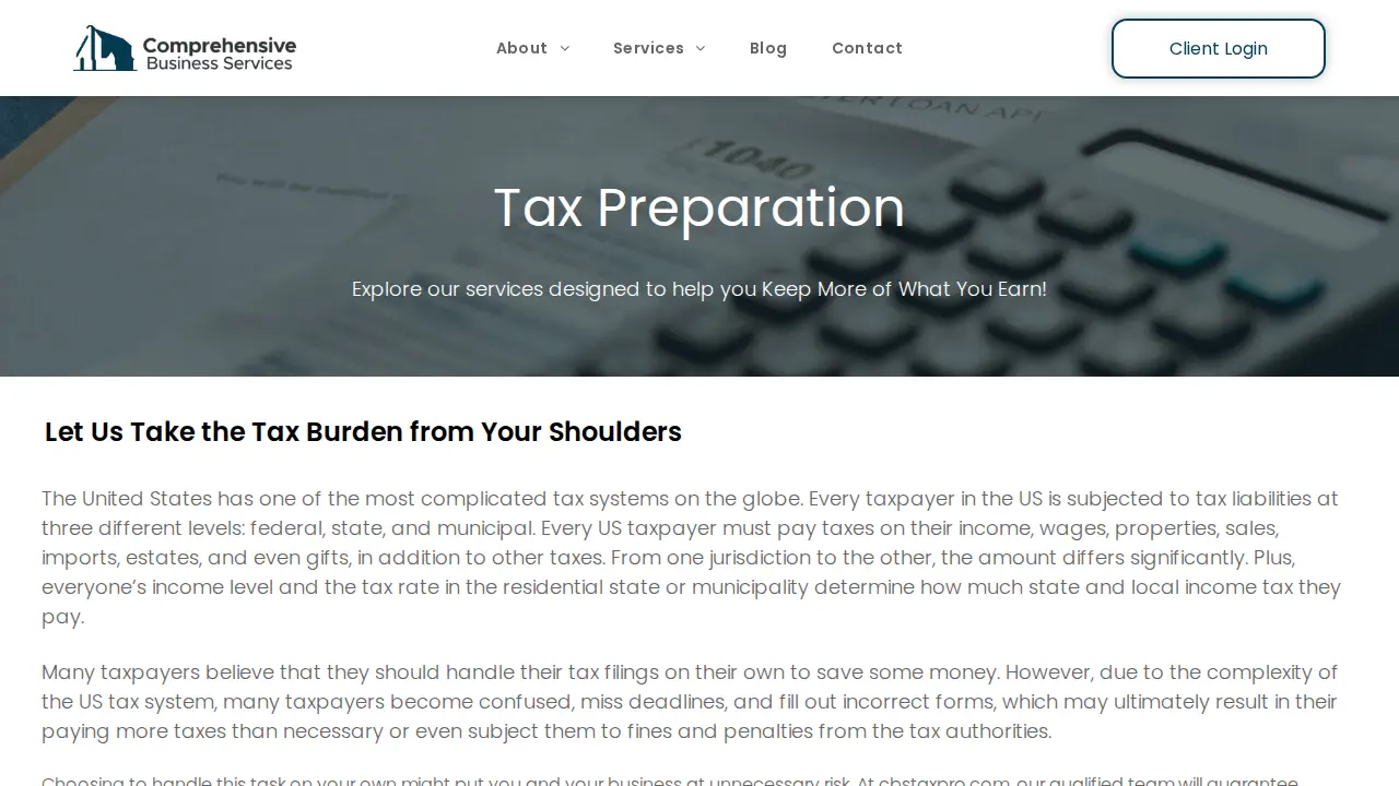 Comprehensive Business Services page