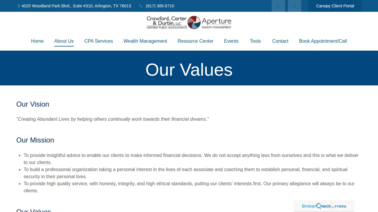 Aperture Wealth Management page
