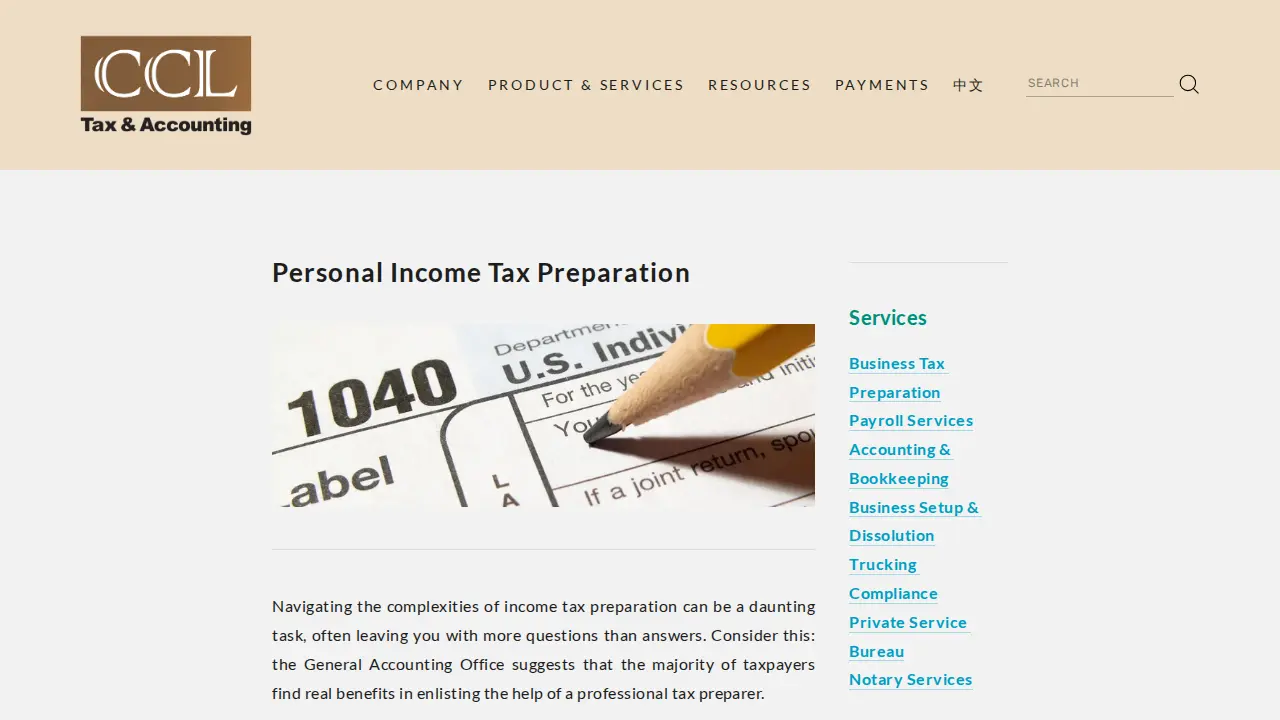 CCL Tax & Accounting, Inc. page
