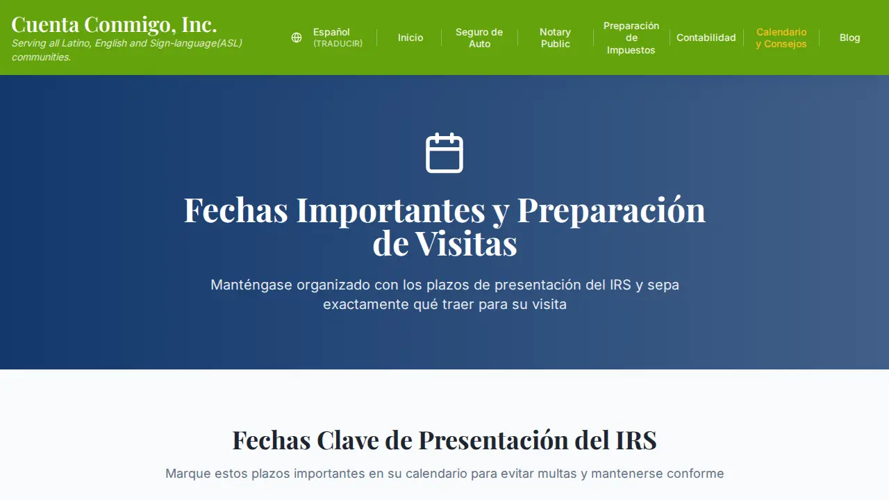 Cuenta Conmigo page