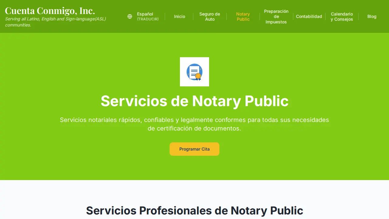 Cuenta Conmigo page