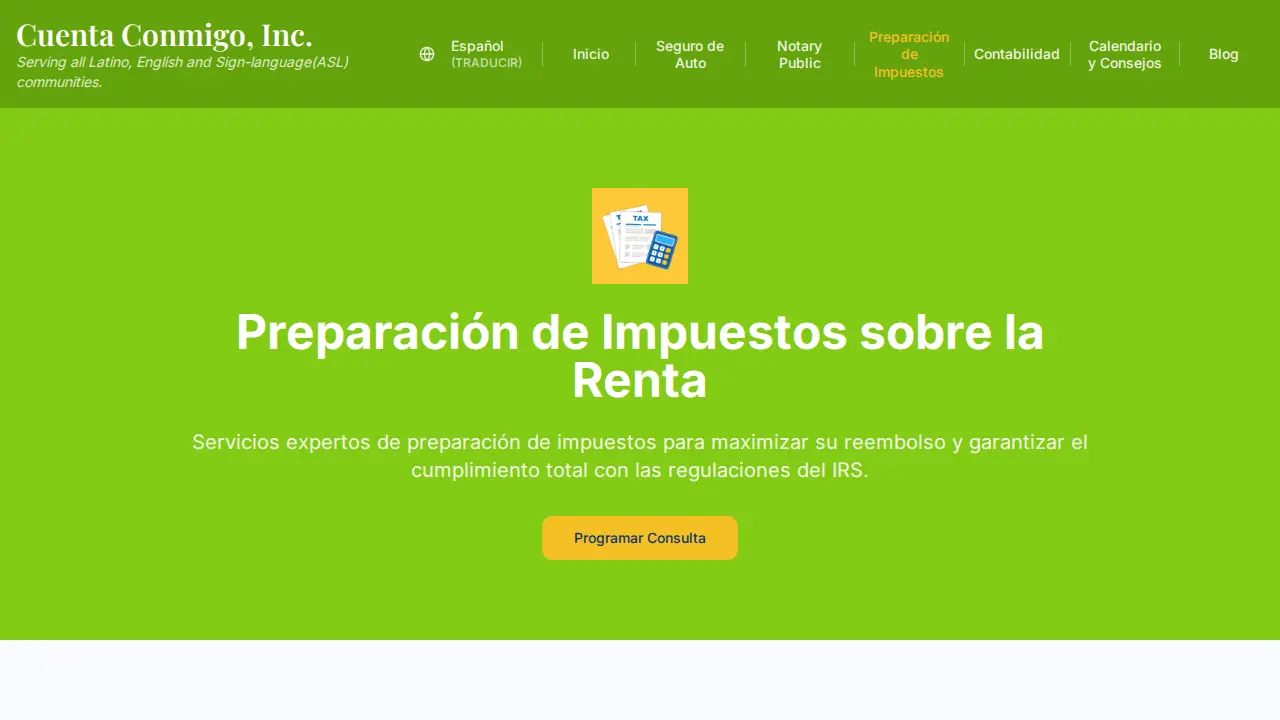 Cuenta Conmigo page