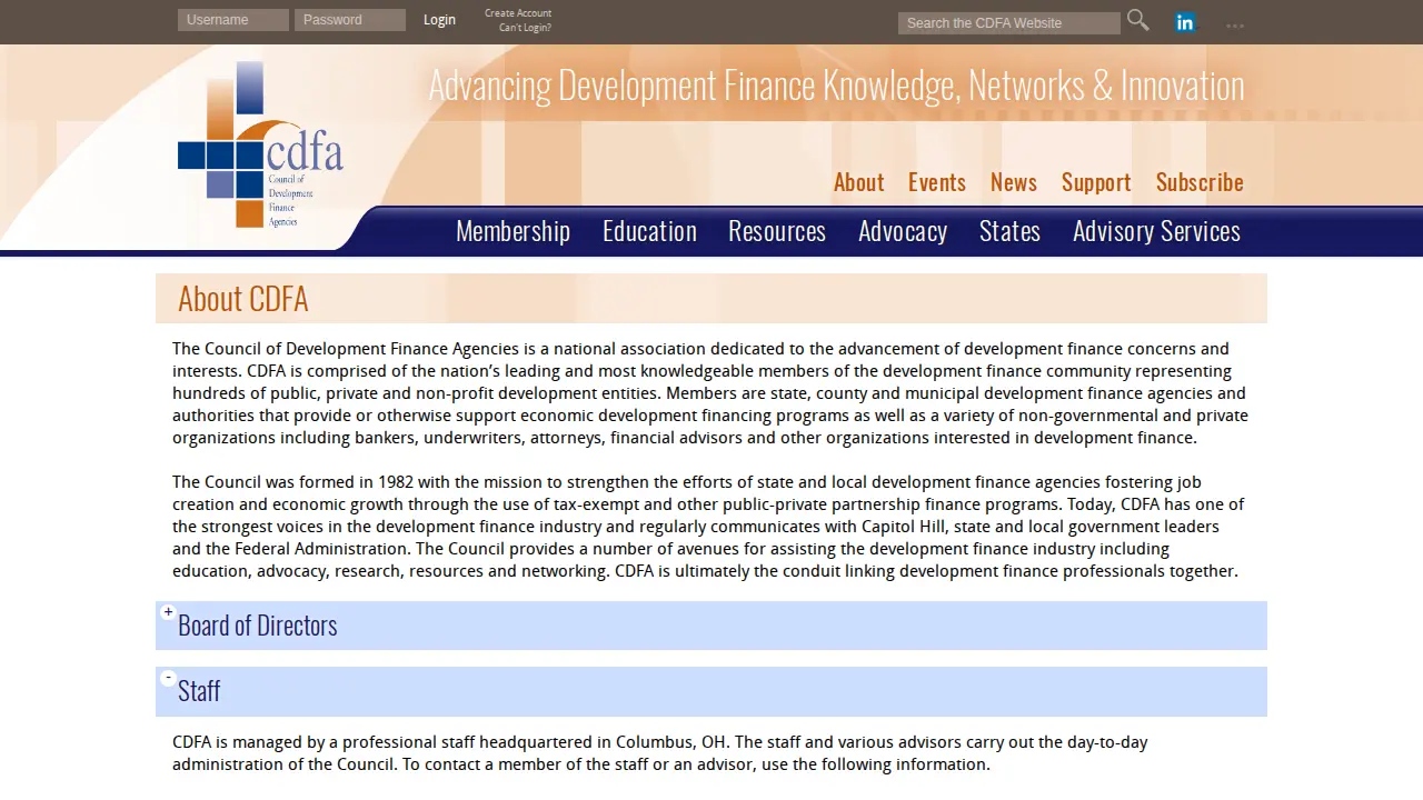 Council of Development Finance Agencies page
