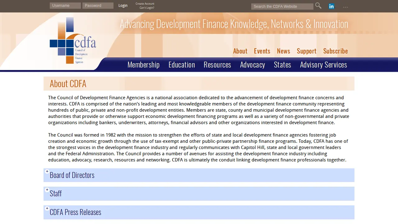 Council of Development Finance Agencies page