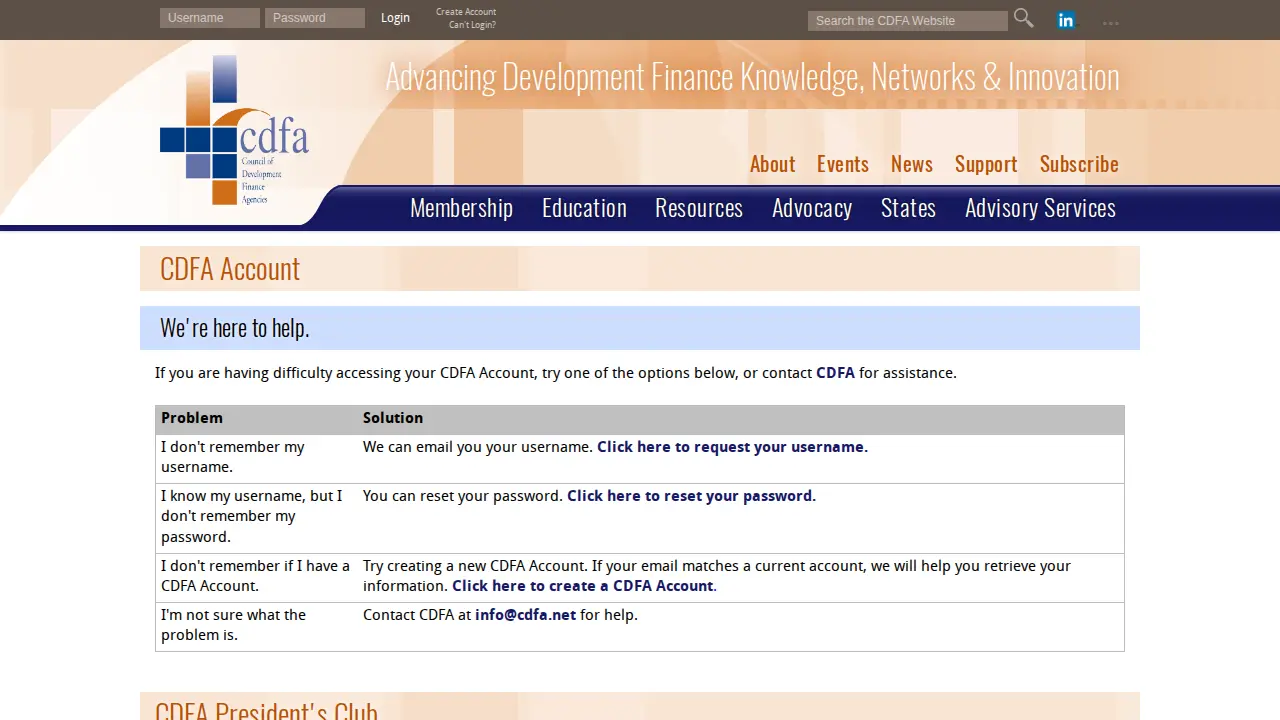 Council of Development Finance Agencies page