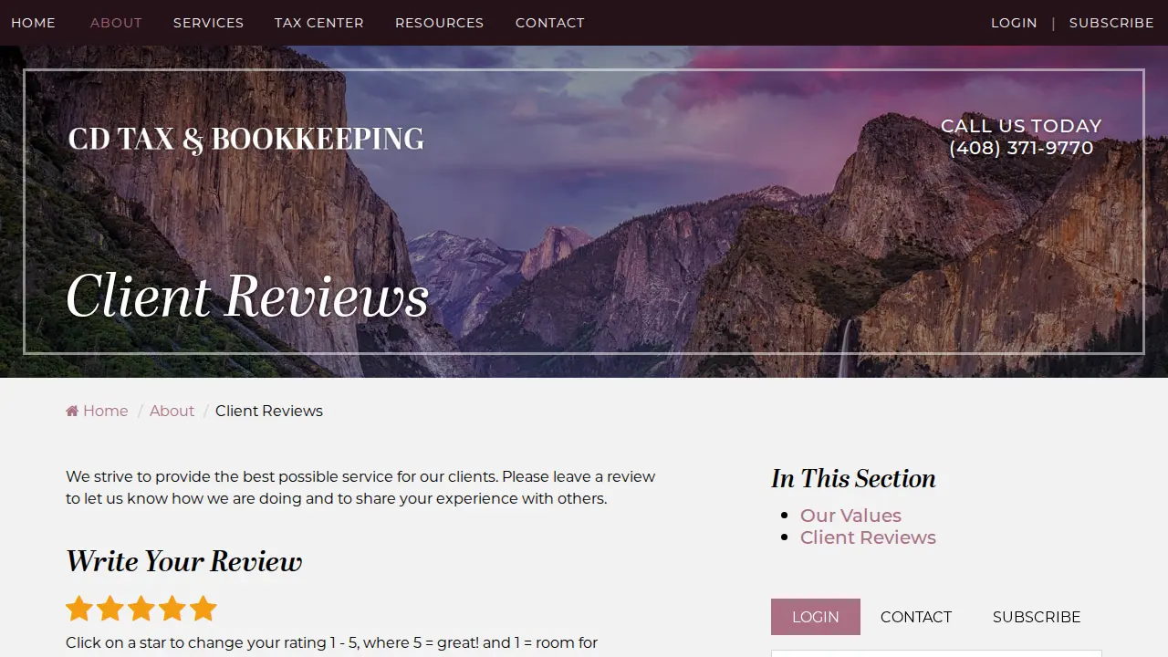 CD Tax & Bookkeeping Services page