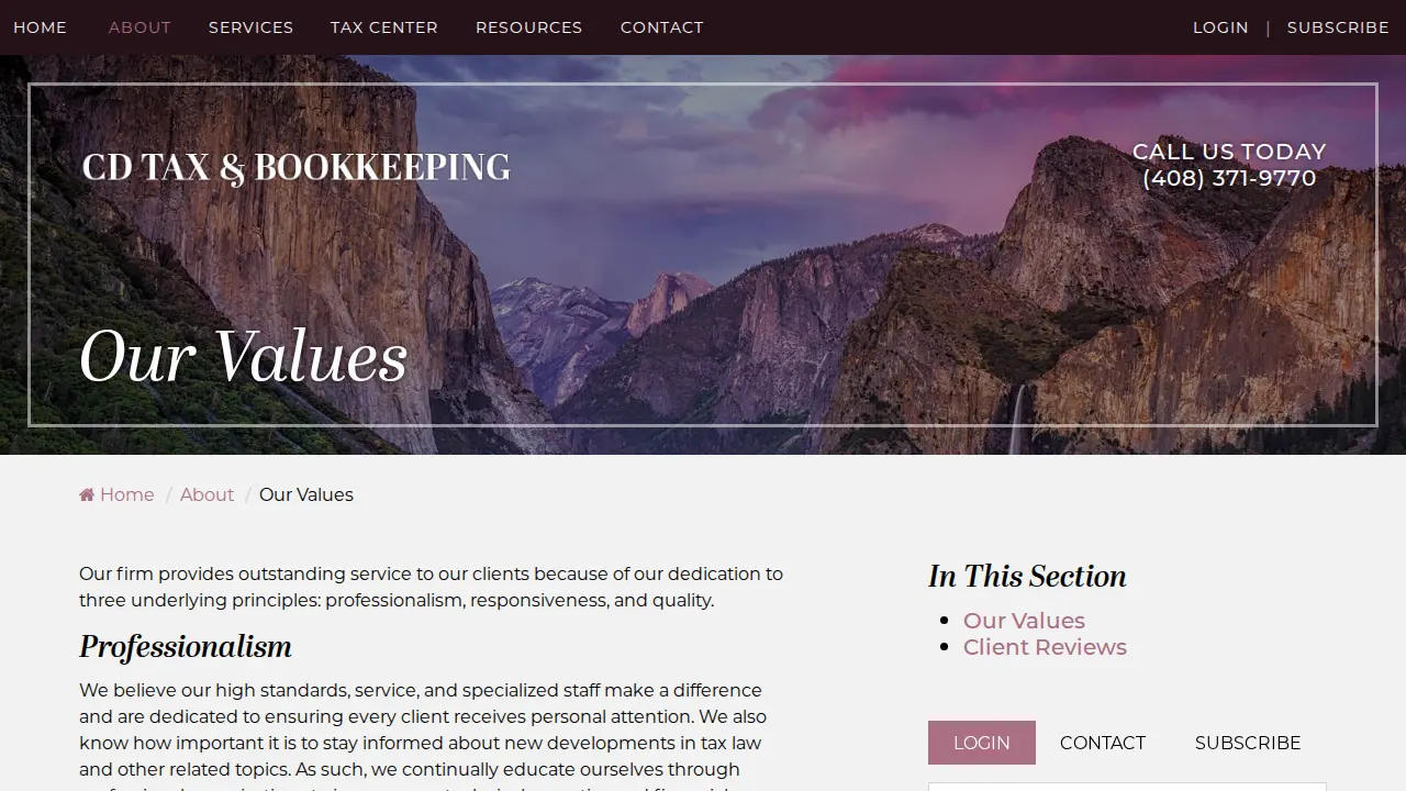 CD Tax & Bookkeeping Services page