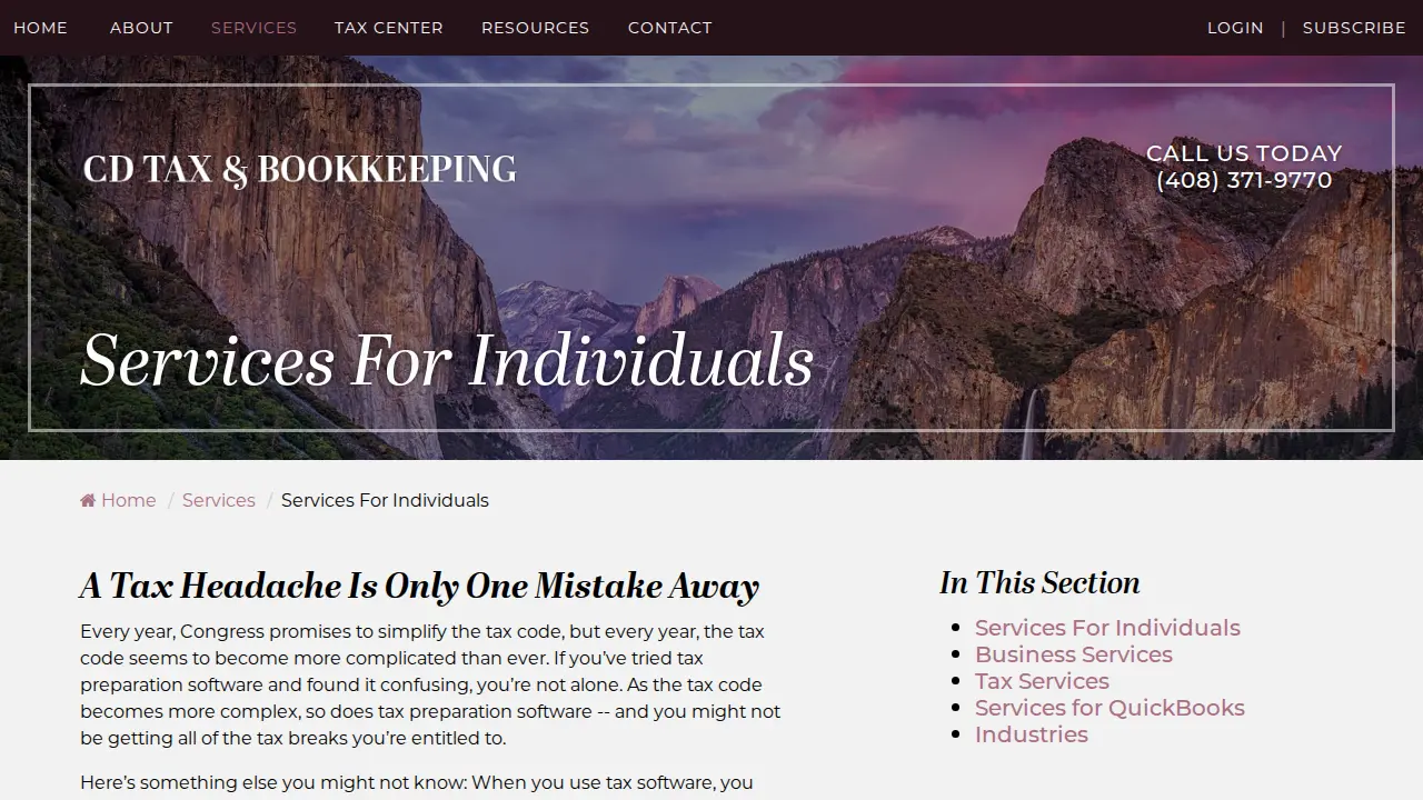 CD Tax & Bookkeeping Services page