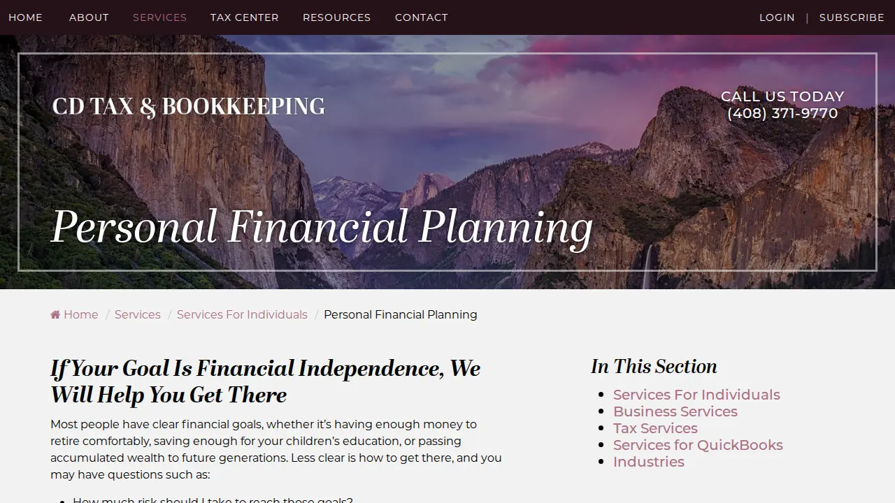 CD Tax & Bookkeeping Services page