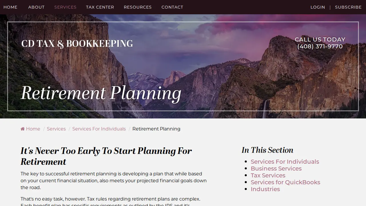 CD Tax & Bookkeeping Services page