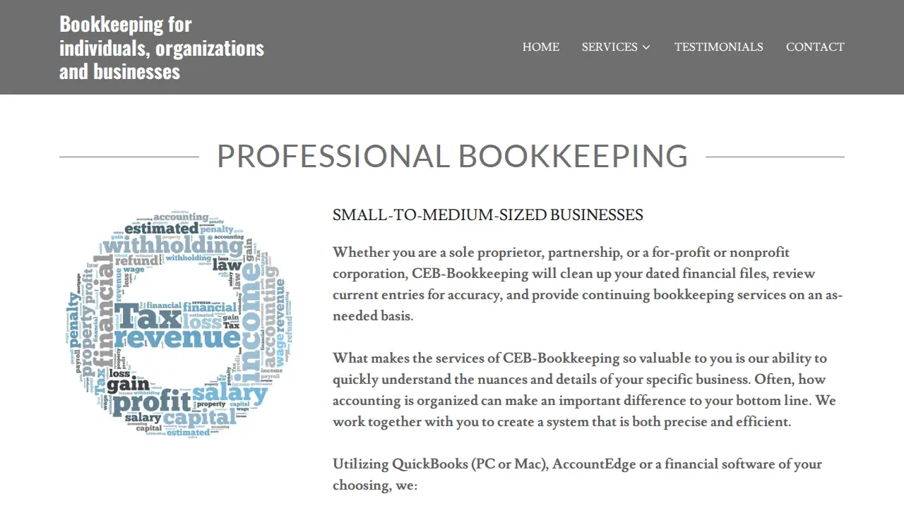 CEB Bookkeeping Services page