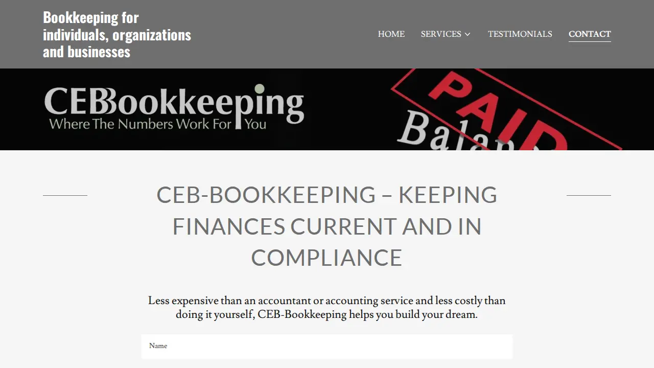 CEB Bookkeeping Services page
