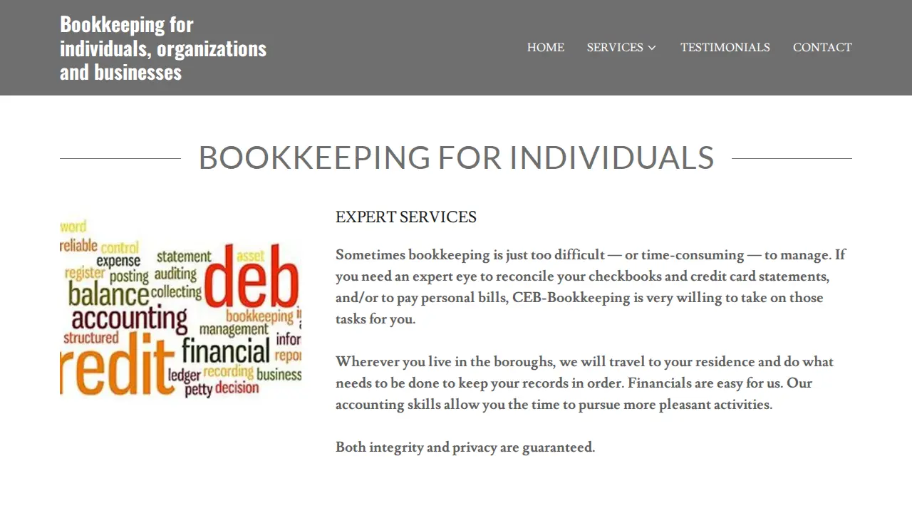 CEB Bookkeeping Services page