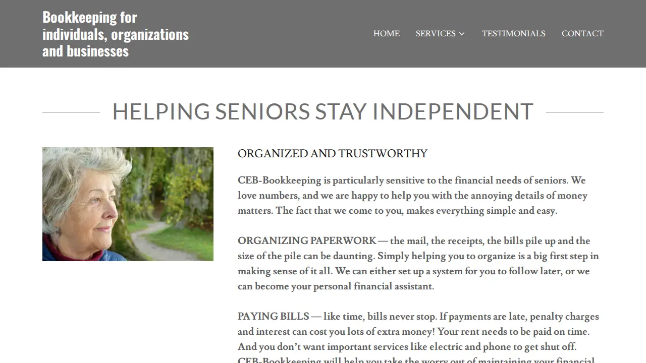 CEB Bookkeeping Services page