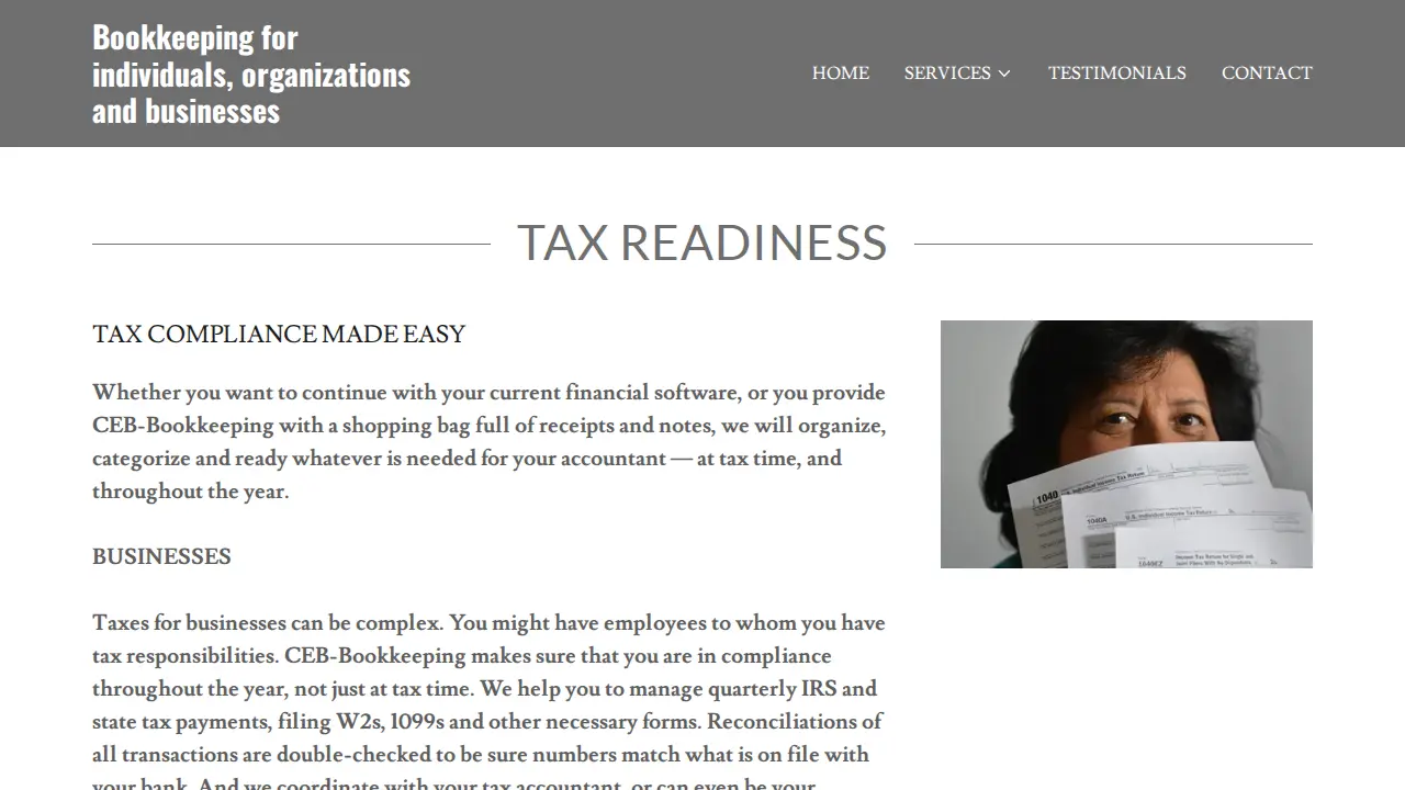 CEB Bookkeeping Services page