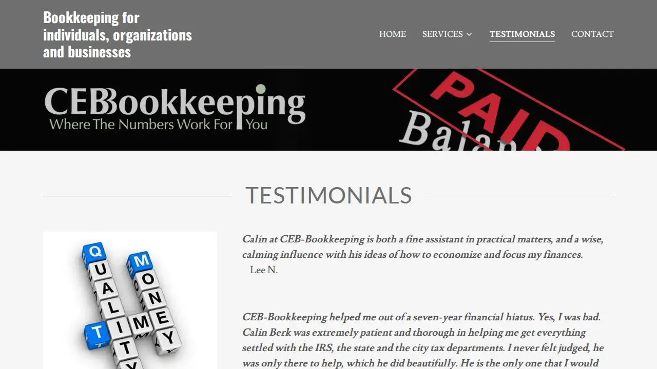 CEB Bookkeeping Services page