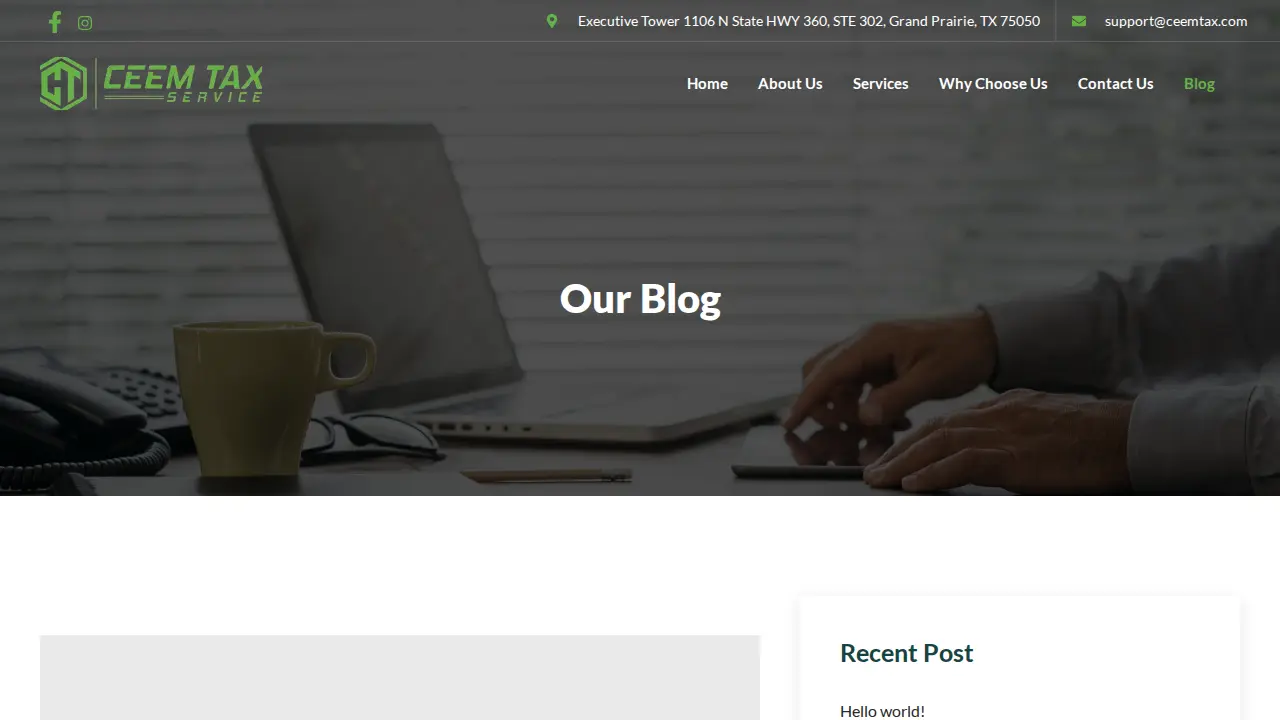 Ceem Tax Service page