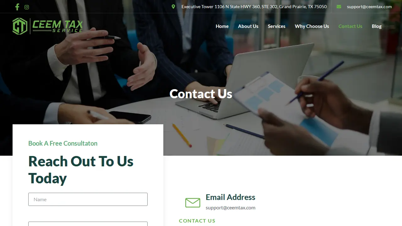 Ceem Tax Service page