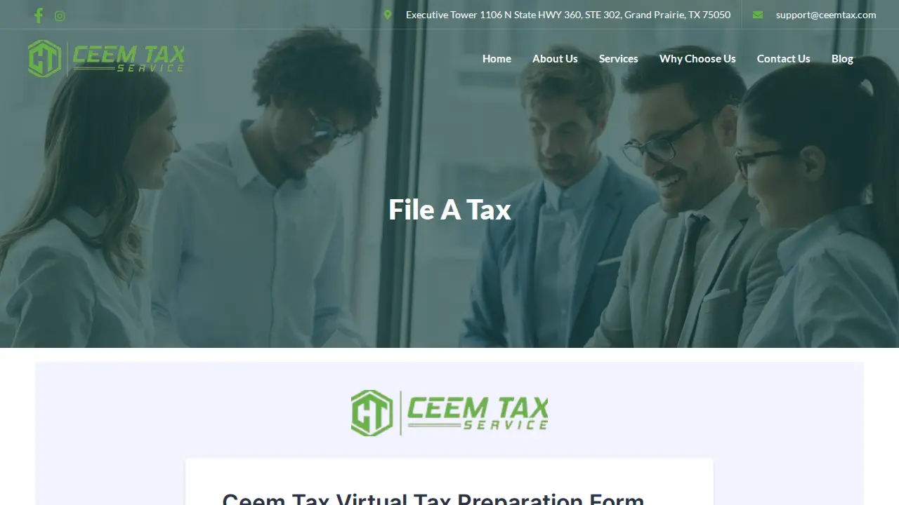 Ceem Tax Service page