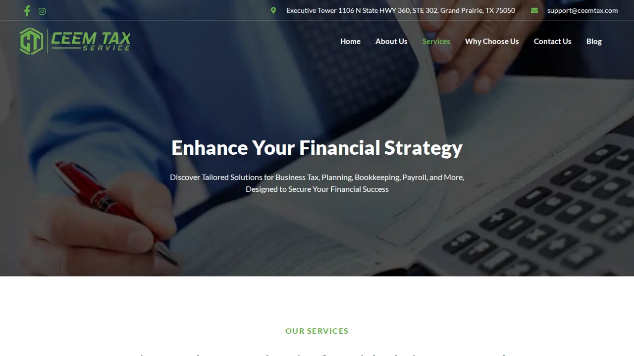 Ceem Tax Service page