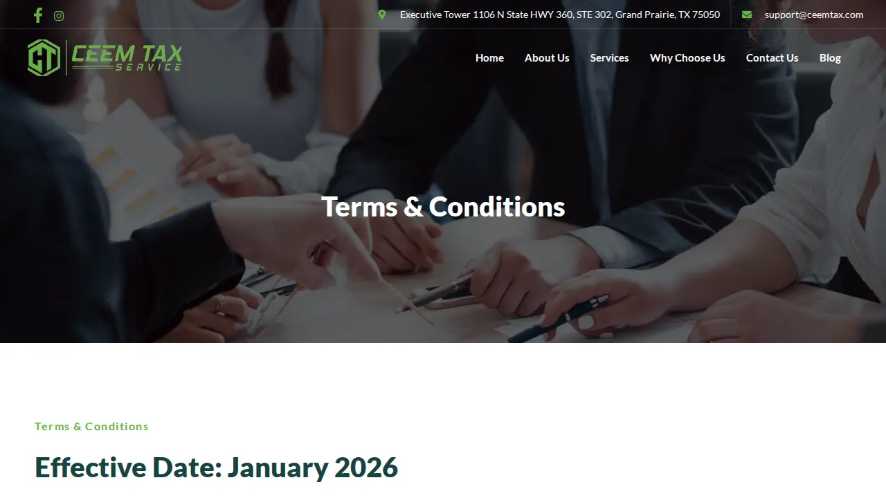 Ceem Tax Service page