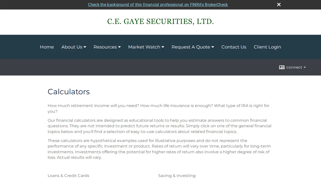 C. E. Gaye & Sons Securities Ltd. page