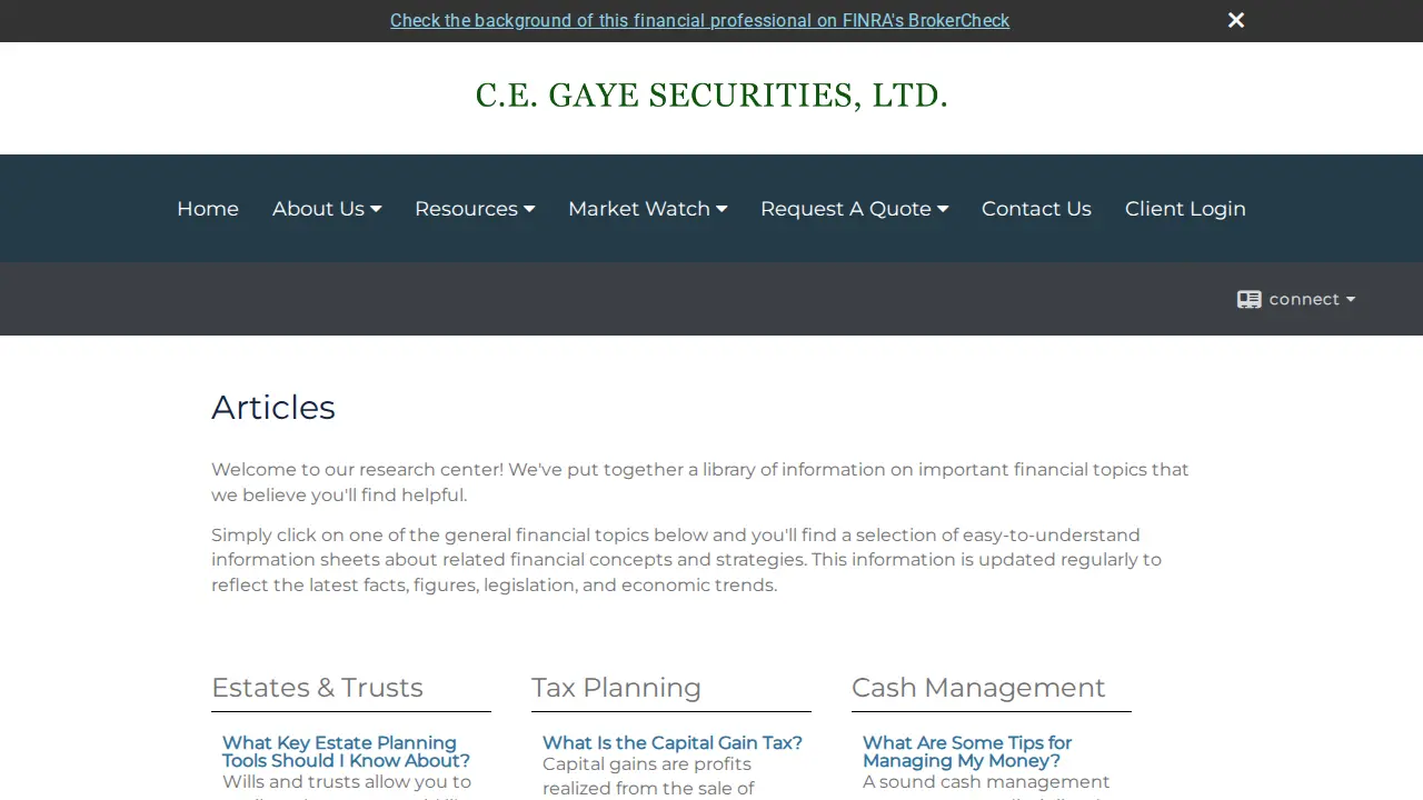 C. E. Gaye & Sons Securities Ltd. page