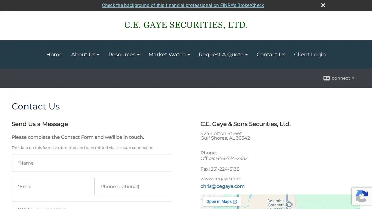 C. E. Gaye & Sons Securities Ltd. page