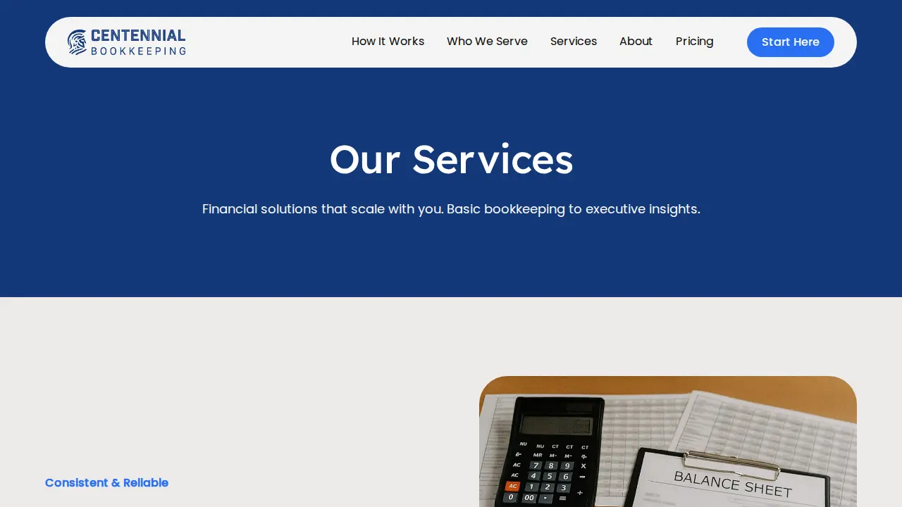 Centennial Bookkeeping page