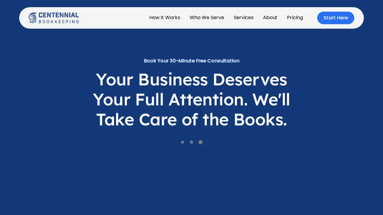 Centennial Bookkeeping page