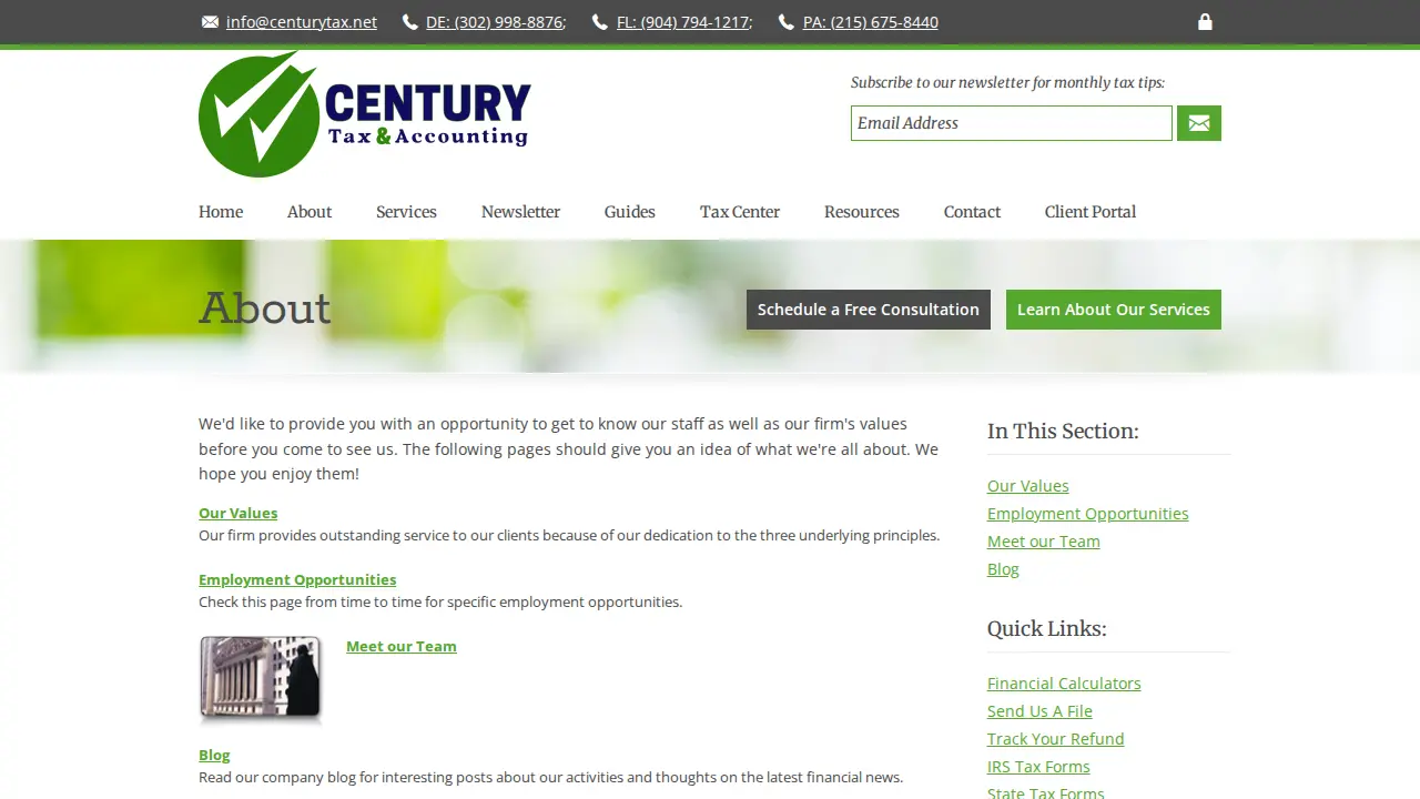 Century Tax & Financial Services page
