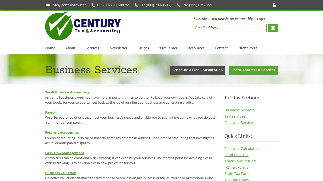 Century Tax & Financial Services page