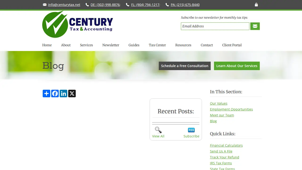 Century Tax & Financial Services page