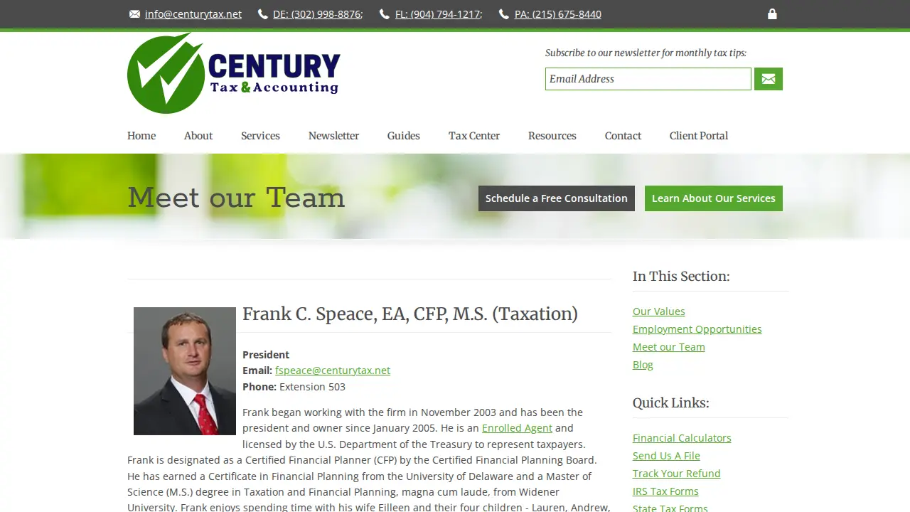 Century Tax & Financial Services page