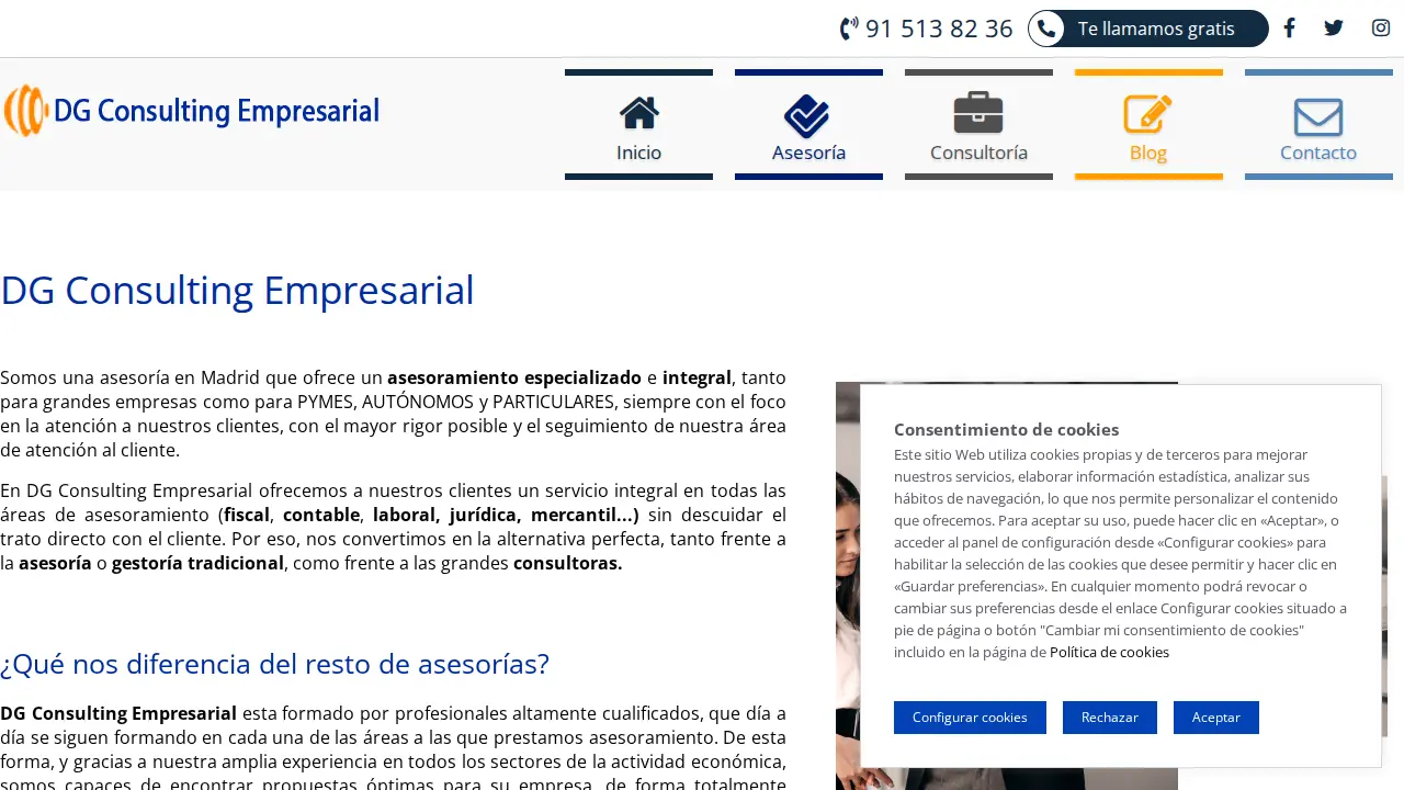 Asesoría DG Consulting Empresarial page