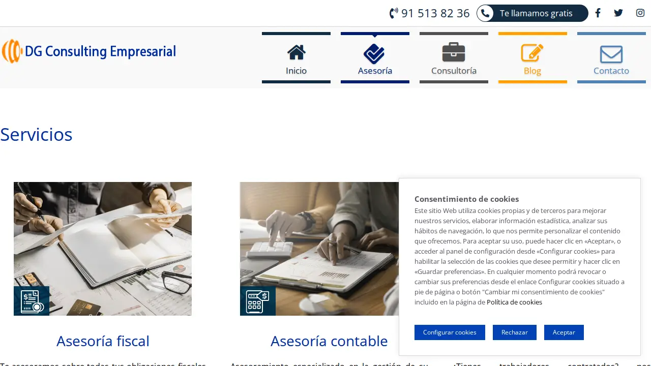 Asesoría DG Consulting Empresarial page