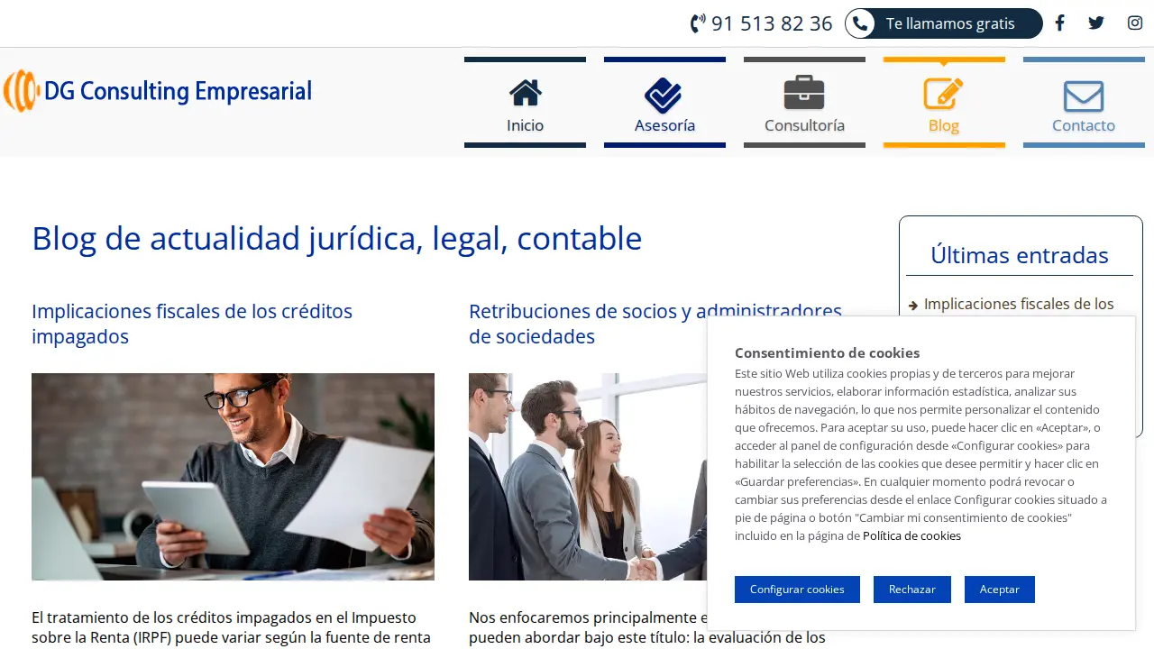 Asesoría DG Consulting Empresarial page