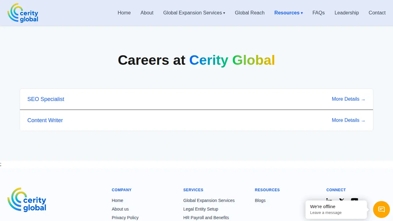 Cerity Global page
