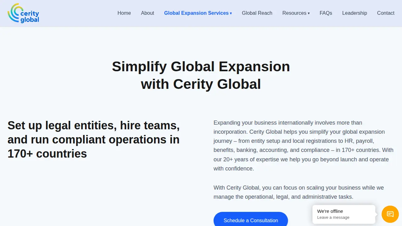 Cerity Global page