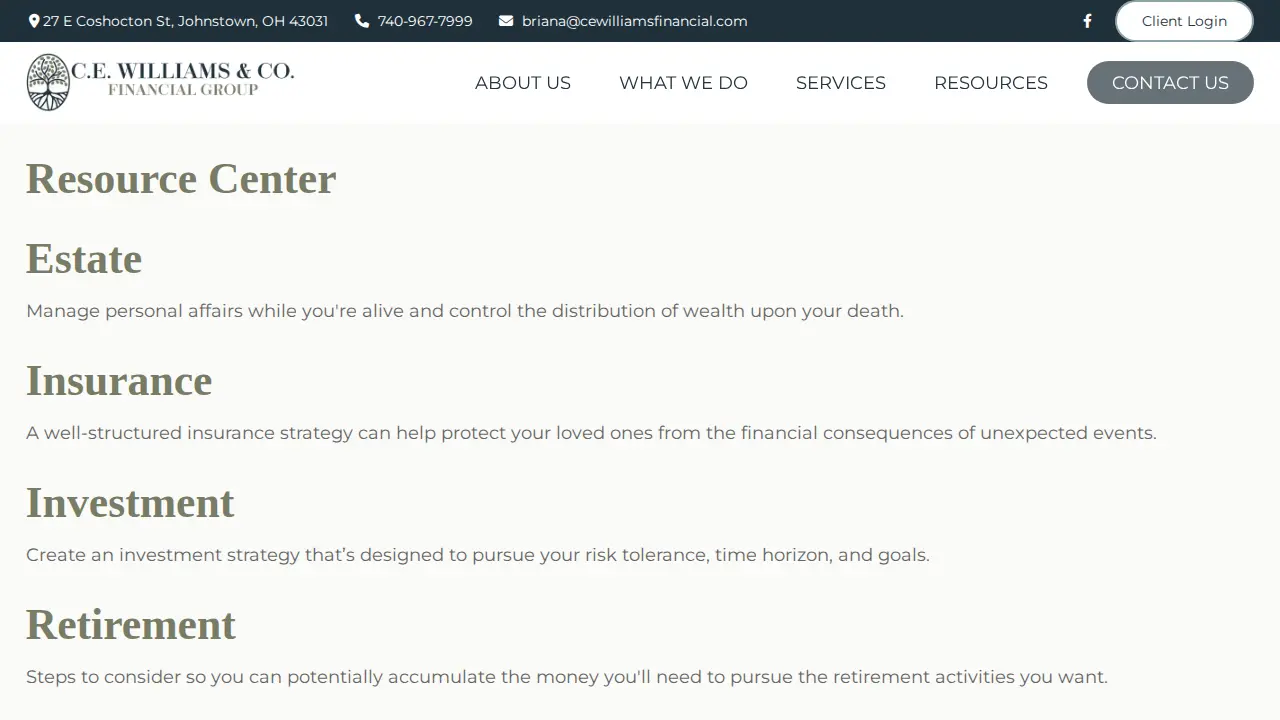 C.E. Williams & Co. Financial Group page