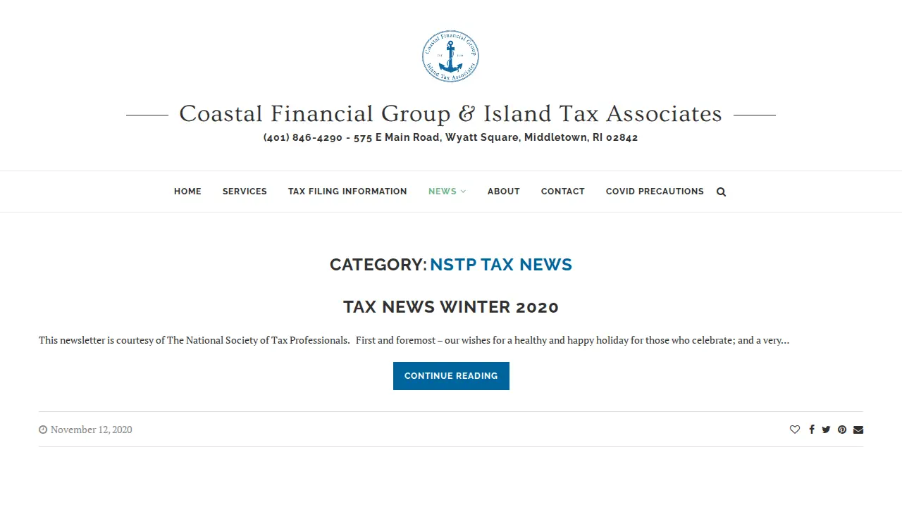 Coastal Financial Group & Island Tax Associates page