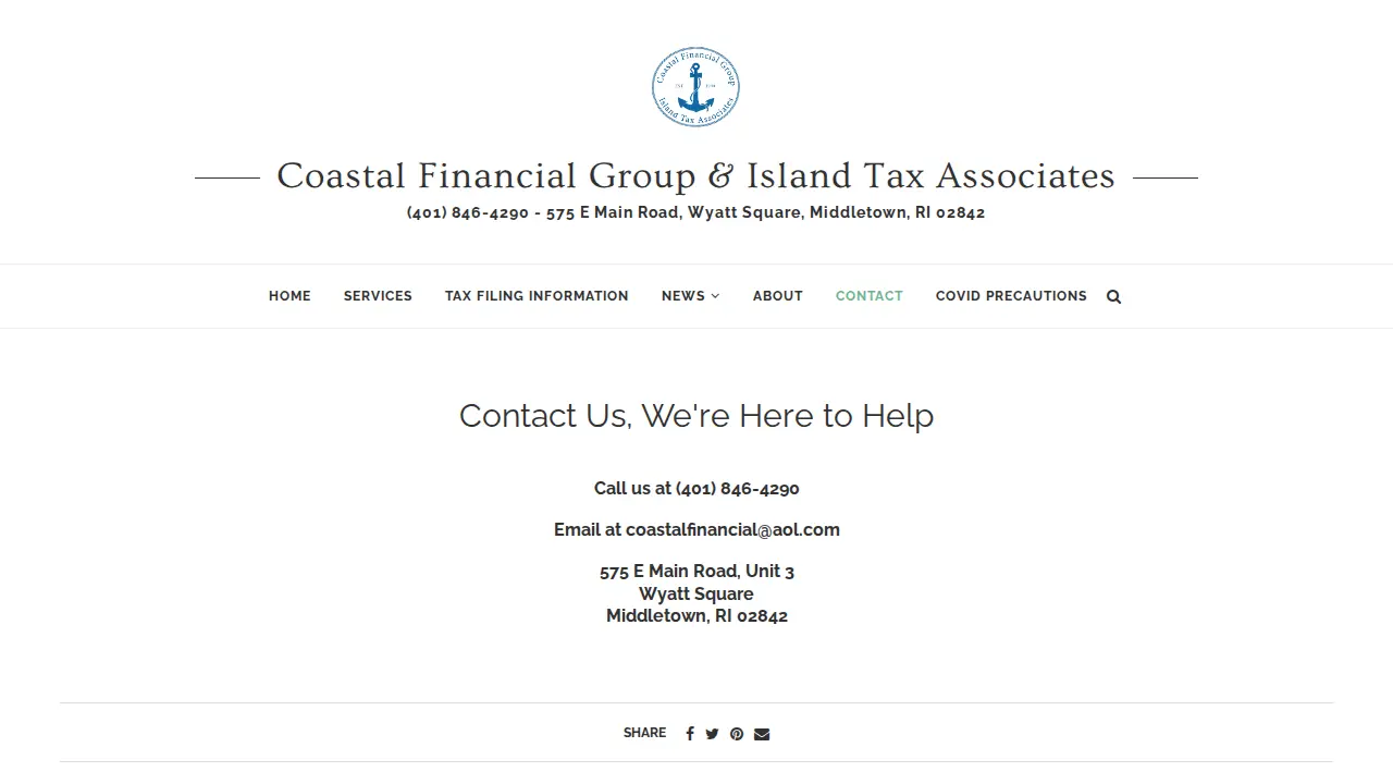 Coastal Financial Group & Island Tax Associates page