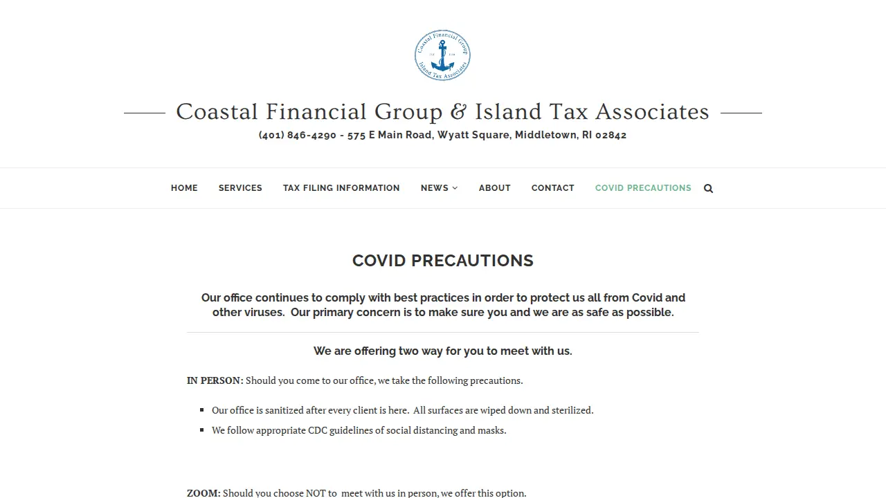 Coastal Financial Group & Island Tax Associates page