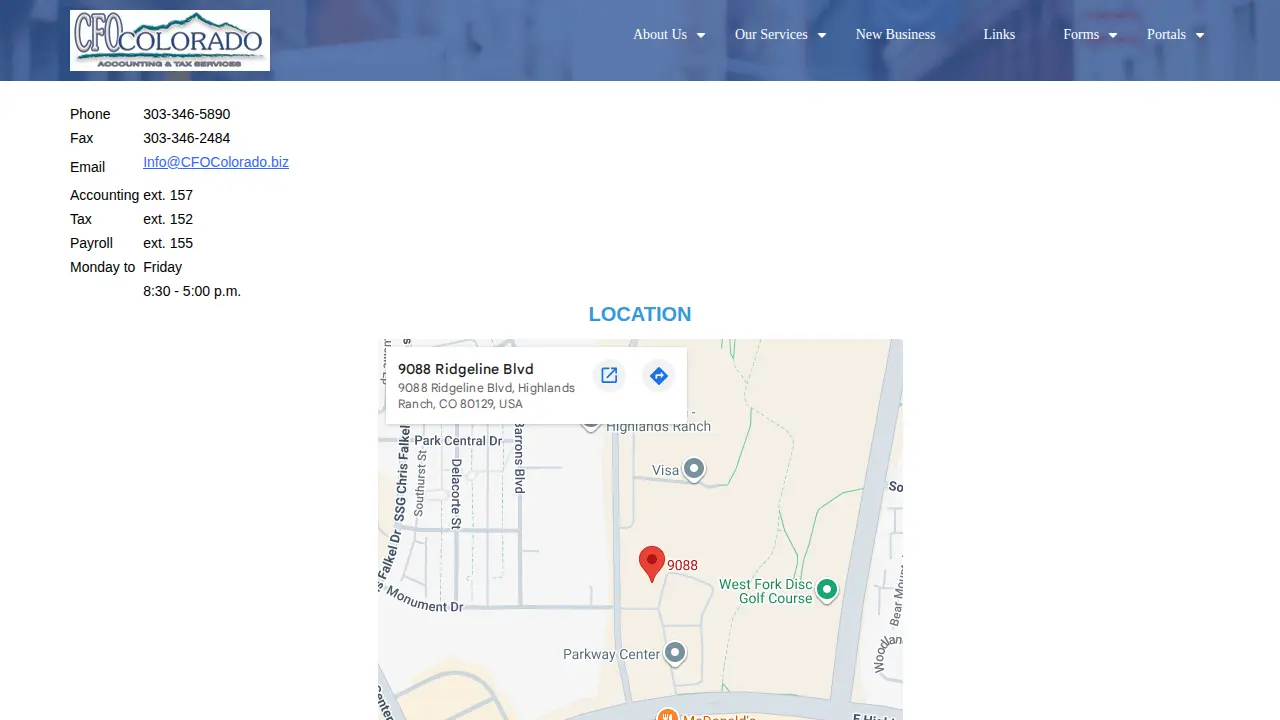 CFO Colorado Accounting & Tax Services page