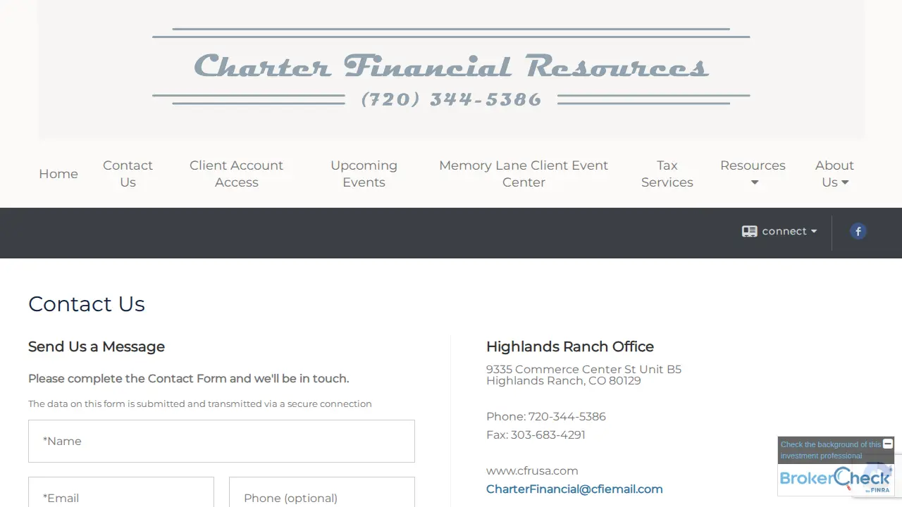 Charter Financial Resources page